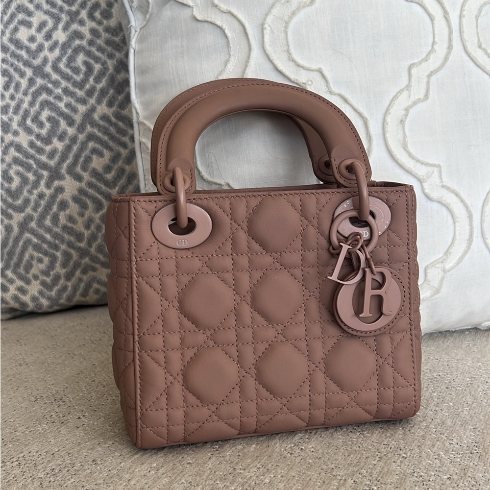 Dior Mini Lady Bag in Ultramatte Dusty Mauve